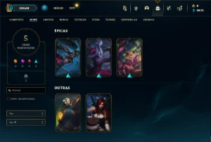 Unranked com 32 Champs e 5 Skins - League of Legends LOL