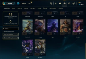 Unranked com 32 Champs e 5 Skins - League of Legends LOL