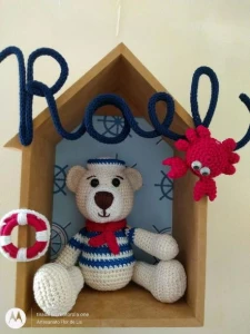 Porta Maternidade Urso Marinheiro - Artesanato e Personalizados