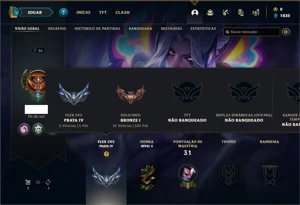 Conta bronze 1 com 30 Champs e 9 Skins - League of Legends LOL