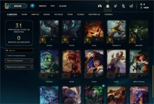 Conta bronze 1 com 30 Champs e 9 Skins - League of Legends LOL
