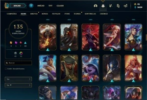 Conta ouro 3 com TODOS os champs e 135 Skins + 5 Vitoriosas - League of Legends LOL