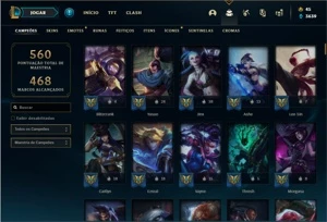 Conta ouro 3 com TODOS os champs e 135 Skins + 5 Vitoriosas - League of Legends LOL