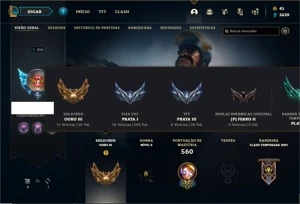 Conta ouro 3 com TODOS os champs e 135 Skins + 5 Vitoriosas - League of Legends LOL