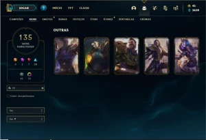 Conta ouro 3 com TODOS os champs e 135 Skins + 5 Vitoriosas - League of Legends LOL