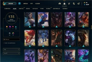 Conta ouro 3 com TODOS os champs e 135 Skins + 5 Vitoriosas - League of Legends LOL