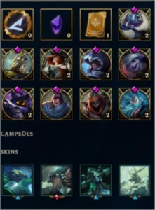 Conta league of legends - Platina 4 - mmr alto - 22 skins LOL