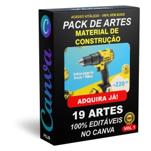 Pack Canva Material de Construção - 19 Artes Editáveis - Outros