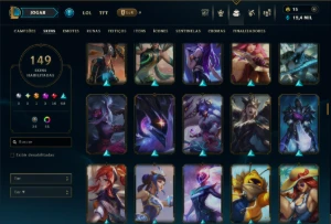 Ferro 2 com TODOS os Champs e 149 Skins ( ADC / MID / SUP ) - League of Legends LOL