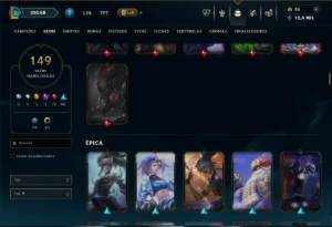 Ferro 2 com TODOS os Champs e 149 Skins ( ADC / MID / SUP ) - League of Legends LOL