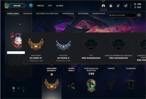 Conta ouro 4 com 82 Champs e 100 Skins + 2 Prestigios - League of Legends LOL