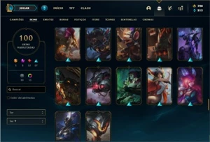 Conta ouro 4 com 82 Champs e 100 Skins + 2 Prestigios - League of Legends LOL