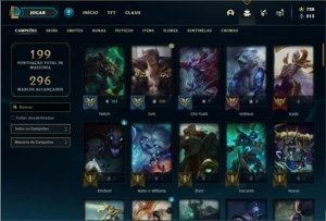 Conta ouro 4 com 82 Champs e 100 Skins + 2 Prestigios - League of Legends LOL