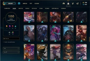 Conta ouro 4 com 82 Champs e 100 Skins + 2 Prestigios - League of Legends LOL