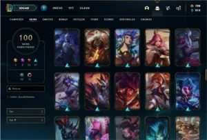Conta ouro 4 com 82 Champs e 100 Skins + 2 Prestigios - League of Legends LOL
