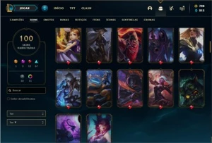 Conta ouro 4 com 82 Champs e 100 Skins + 2 Prestigios - League of Legends LOL