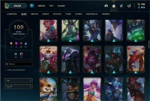 Conta ouro 4 com 82 Champs e 100 Skins + 2 Prestigios - League of Legends LOL