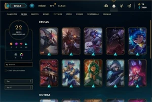 Conta ouro 3 com 45 Champs e 22 Skins - League of Legends LOL