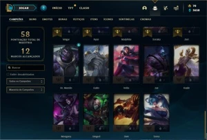 Conta ouro 3 com 45 Champs e 22 Skins - League of Legends LOL