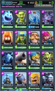 CONTA LEVEL 10 ARENA 10 CARTAS BEM UPADAS E LENDARIAS - Clash Royale