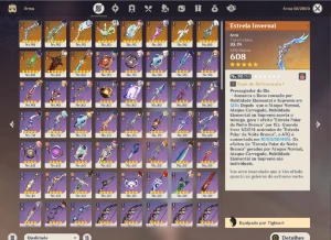 Conta Genshin Impact AR60 21 Personagens 5 Estrelas