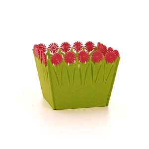 Cachepot de Feltro Quadrado P com Flores - Cores - Artesanato e Personalizados