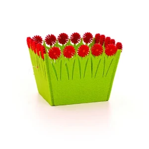 Cachepot de Feltro Quadrado P com Flores - Cores - Artesanato e Personalizados
