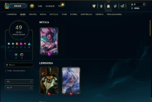 Platina 4 com 70 Champs e 49 Skins +1 Prestigio da LB - League of Legends LOL
