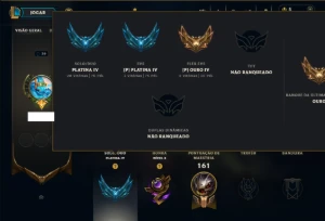 Platina 4 com 70 Champs e 49 Skins +1 Prestigio da LB - League of Legends LOL