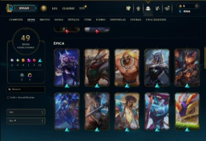 Platina 4 com 70 Champs e 49 Skins +1 Prestigio da LB - League of Legends LOL