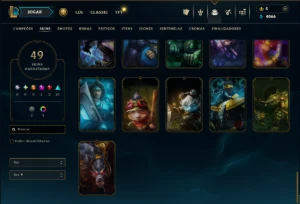 Platina 4 com 70 Champs e 49 Skins +1 Prestigio da LB - League of Legends LOL