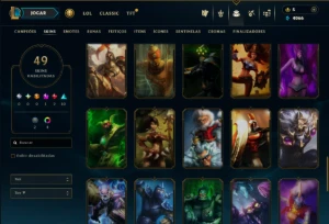 Platina 4 com 70 Champs e 49 Skins +1 Prestigio da LB - League of Legends LOL