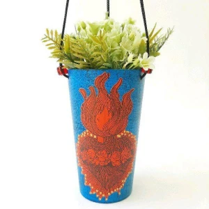 Vasinho Coração Azul - Artesanato e Personalizados