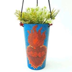 Vasinho Coração Azul - Artesanato e Personalizados