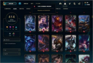 Conta platina 4 com TODOS os champs e 414 skins + RARA - League of Legends LOL