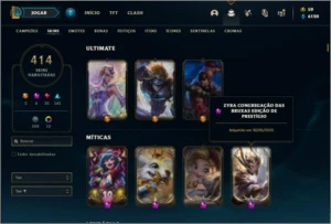 Conta platina 4 com TODOS os champs e 414 skins + RARA - League of Legends LOL