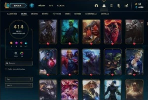 Conta platina 4 com TODOS os champs e 414 skins + RARA - League of Legends LOL