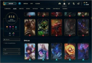 Conta platina 4 com TODOS os champs e 414 skins + RARA - League of Legends LOL