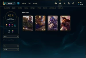 Conta platina 4 com TODOS os champs e 414 skins + RARA - League of Legends LOL