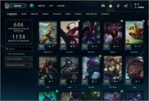 Conta platina 2 com TODOS os champs e 420 skins + 62 Cromas - League of Legends LOL