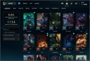 Conta platina 2 com TODOS os champs e 420 skins + 62 Cromas - League of Legends LOL