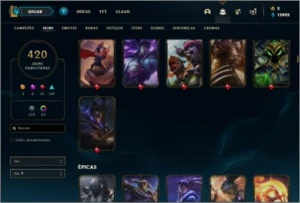 Conta platina 2 com TODOS os champs e 420 skins + 62 Cromas - League of Legends LOL