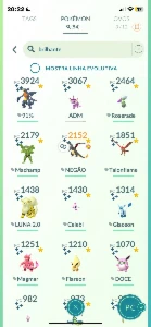 Conta de Pokemon Go com varios lendarios