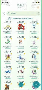 Conta de Pokemon Go com varios lendarios
