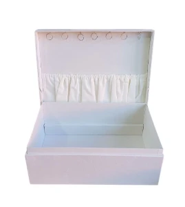 Porta Joias Grande em Suede Off White - Artesanato e Personalizados