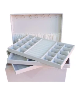 Porta Joias Grande em Suede Off White - Artesanato e Personalizados