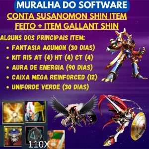 Conta Digimon Masters D.Bagra + Galant + Ot Vice + Susano S. - Digimon Masters Online DMO