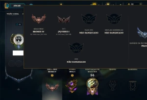 Bronze 4 com 40 Champs e 43 Skins ( Mais de 70 Jogos ) - League of Legends LOL