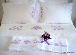 Kit Coordenado Cama e Banho Bordado - Artesanato e Personalizados