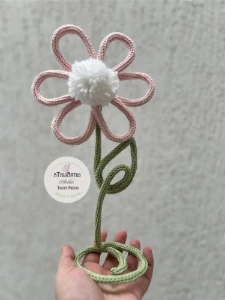 Centro de Mesa Flor miolo de pompom porta retrato - Artesanato e Personalizados
